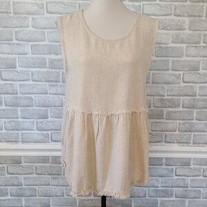 Icebird Muslin Raw Hem Tunic Top Blouse NEW Lg Boho Lagenlook Coastal Flowy